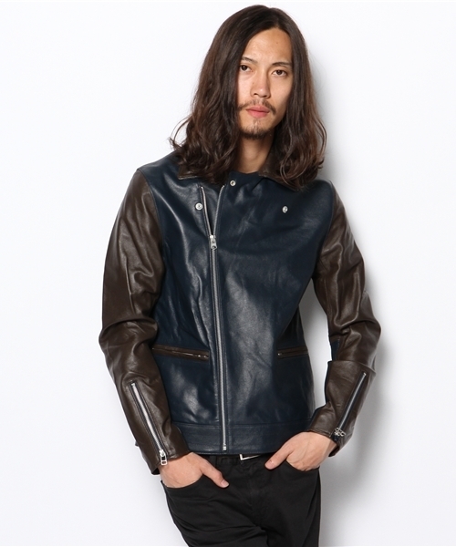 And A（アンドエー）の「BICOLOR RIDERS JACKET（ライダースジャケット