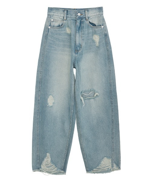 Ameri（アメリ）の「HEM FRINGE EGG DENIM PANTS（デニムパンツ）」 - WEAR