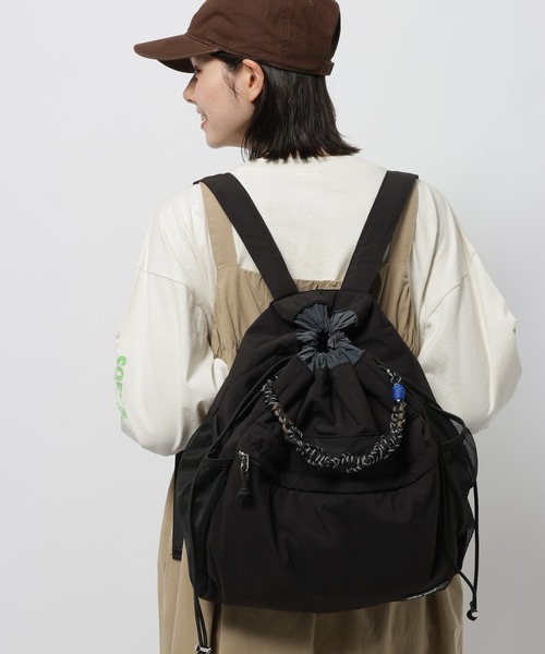 A4サイズ収納可能】編みハンドルナップサック（バックパック/リュック