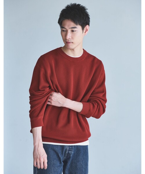 セール】コットン アゼ クルーネック ニット（ニット/セーター