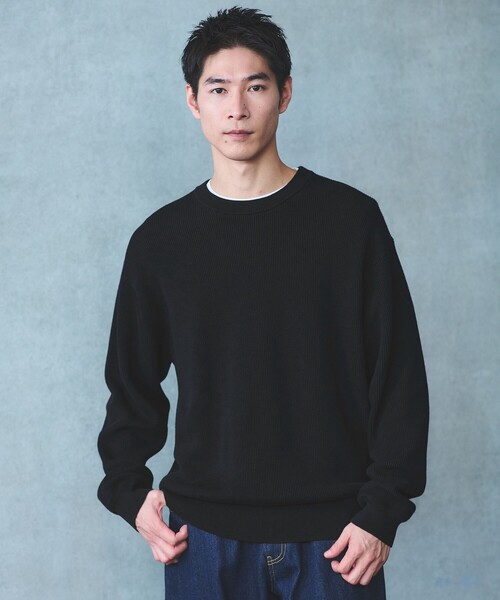 セール】コットン アゼ クルーネック ニット（ニット/セーター