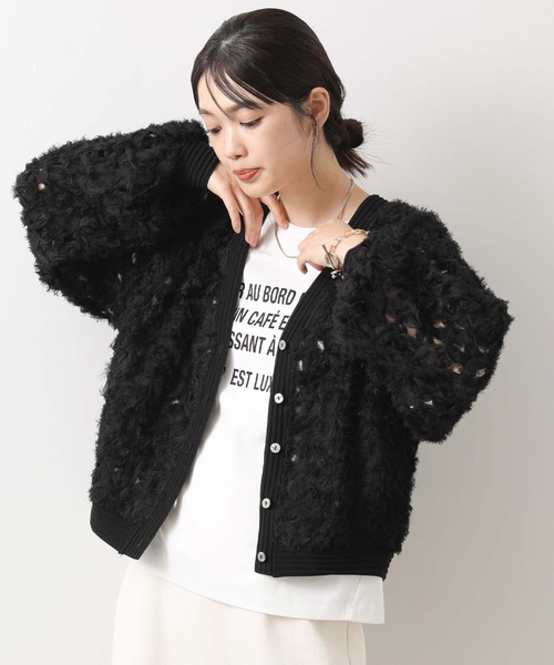 セール】フラワーレースVネックカーディガン（カーディガン/ボレロ