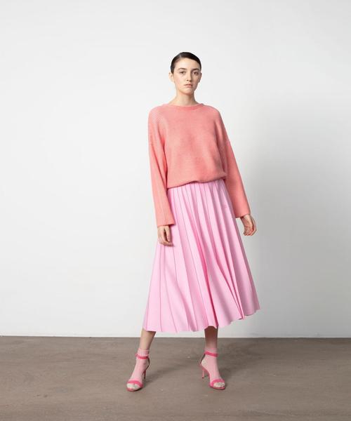 Drawer（ドゥロワー）の「Drawer 18Gプリーツニットスカート（ピンク