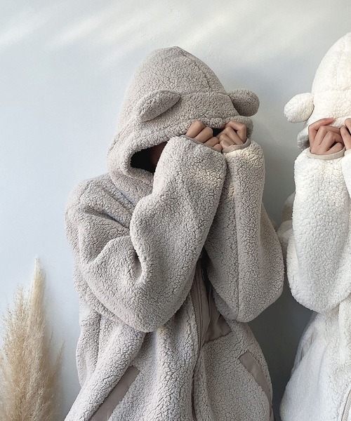 セール】☆ボアっとフーディブルゾン / ボアっとフーディくま耳