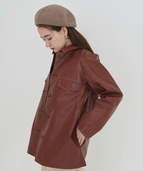 TINA：JOJUN（ティーナジョジュン）の「チャイナ釦付 レザージャケット