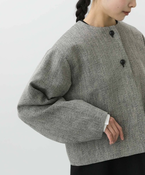 かぐれ（カグレ）の「リネンヘリンボンノーカラージャケット（ノー