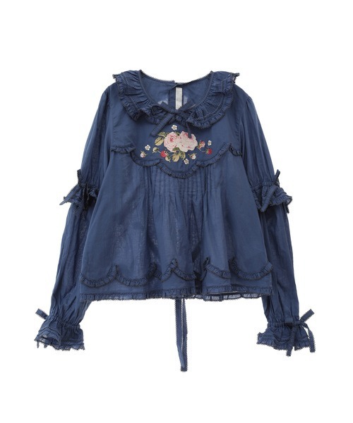 PINK HOUSE（ピンクハウス）の「Berry Rose刺繍入りブラウス（シャツ