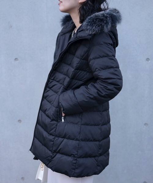セール】ミドル丈ファー付き2WAYダウンコート（ダウン・フェザー