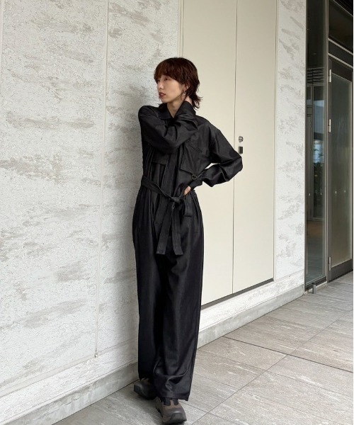 Ameri（アメリ）の「SHINY DENIM LIKE ROMPERS（サロペット