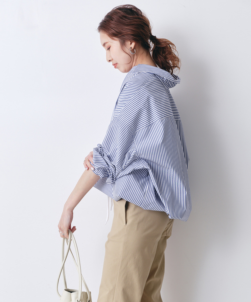 追加》CO/PEストライプヘムギャザーシャツ（シャツ/ブラウス）｜Spick