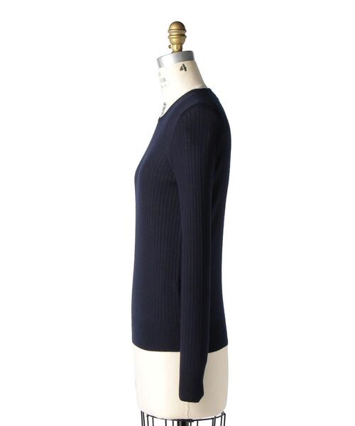 Drawer（ドゥロワー）＞ 18Gカシミヤシルクリブクルーネックニット