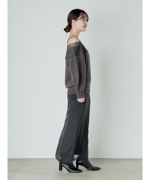 SNIDEL（スナイデル）の「レーストリミングニットプルオーバー（ニット