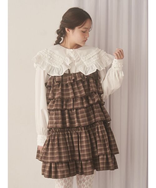 チェックホイップクリームミニワンピース（ワンピース）｜merry jenny