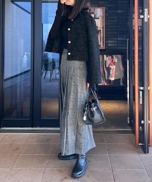 セール】[入卒式 セレモニー]ボアリボン金釦ノーカラーツイード