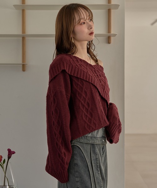 mideal（マイディール）の「one shoulder cable knit / ワンショル