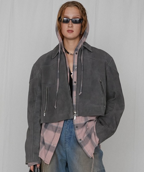 セール】スウェードクロップドモトジャケット / Suede Cropped Moto