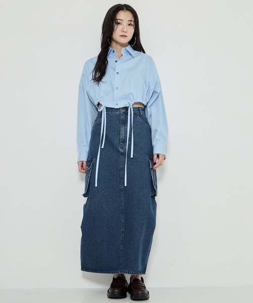 AMERI/アメリ】CONES BOSS BIG POCKET SKIRT/デニムスカート（デニム