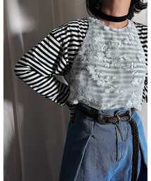 セール】【otonaMUSE11月号掲載/洗える】フィルムドットフリルネック