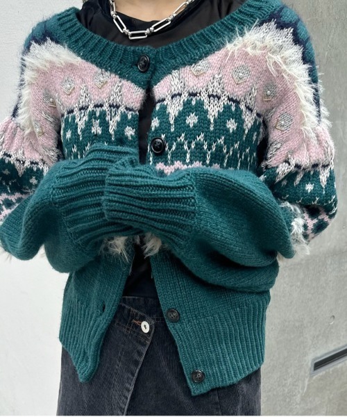 Ameri（アメリ）の「UND 2WAY LADY NORDIC KNIT CARDIGAN