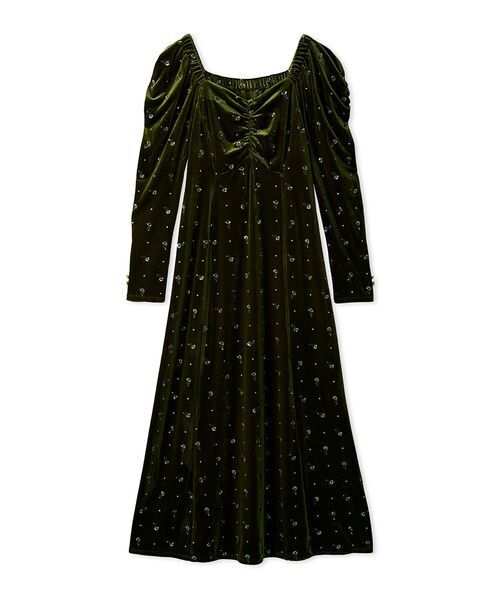 LILY BROWN（リリーブラウン）の「エンブロイダリーベロアワンピース