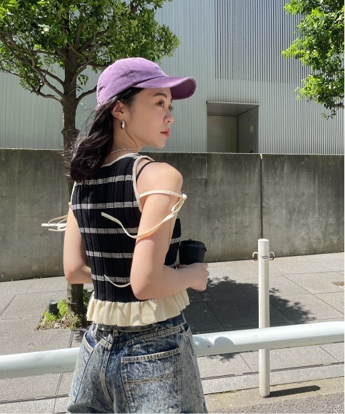 MEDI PURIPURI SHORT KNIT TOP（Tシャツ/カットソー）｜Ameri（アメリ