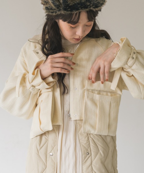 idem（イデム）の「many ways quilting & tweed coat/ツイード