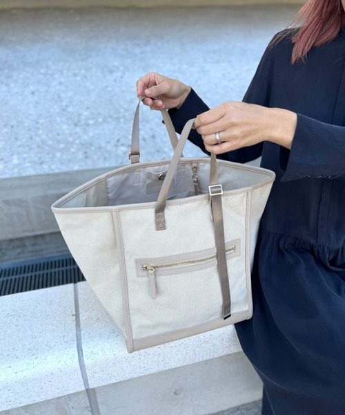 働くママにも＊軽量＆大容量 バイカラーキャンバストート マザーズ