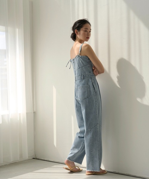 WILLFULLY（ウィルフリー）の「asymmetry patchwork denim all-in-one