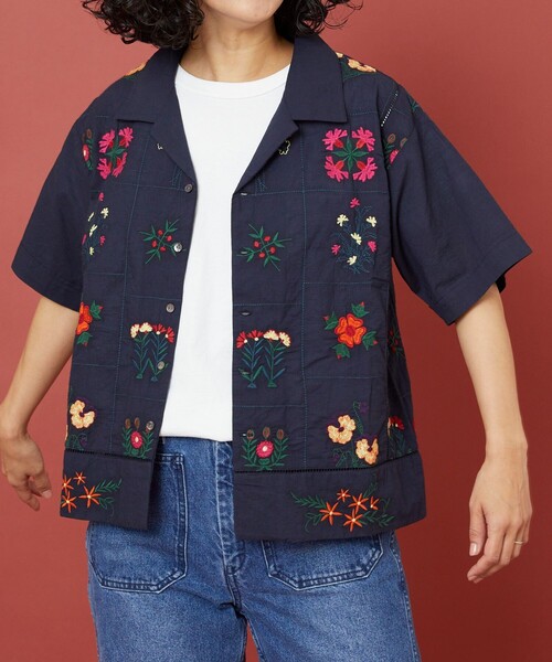 Freada（フリーダ）の「Freada/フリーダ インドパッチワーク刺繍シャツ