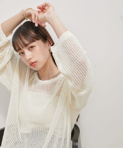 セール】メッシュサマーニットトップス（ニット/セーター）｜VIS（ビス