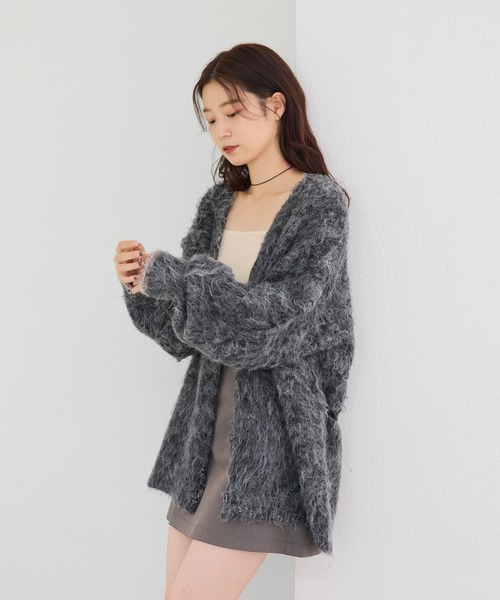 セール】【好評価レビュー多数】ウール混シャギーカーディガン