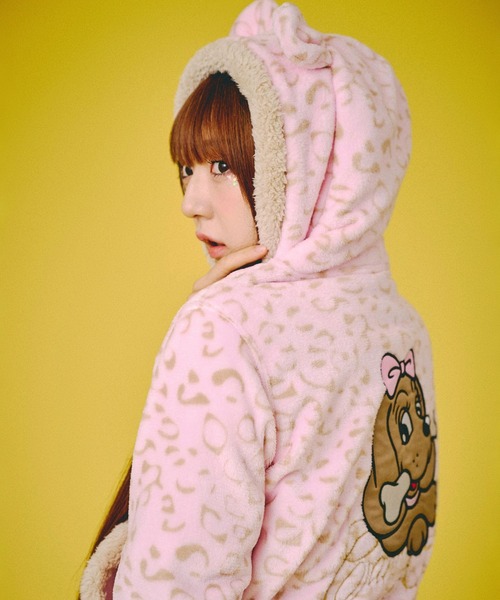 セール】GALFY（ガルフィー）ふわもこギャルSET UP/ヒョウ柄ジップ