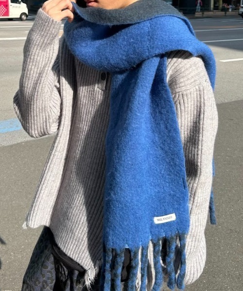 セール】バイカラーマーブルフリンジマフラー（マフラー）｜B.R.U