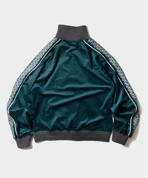 velvet flower embroidery line track jacket / ベロア花刺繍ライン