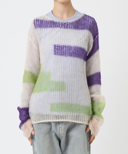 soduk/スドーク】patchwork knit tops/パッチワークニットトップス