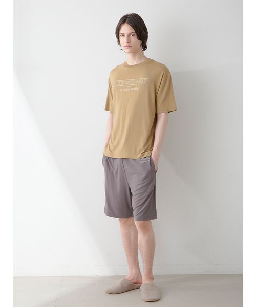 セール】【HOMME】クールレーヨンロゴTシャツ＆ハーフパンツセット