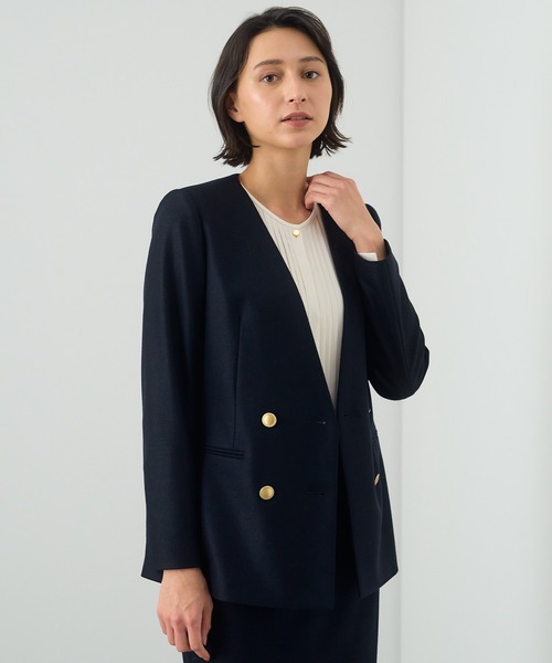 ANAYI（アナイ）の「ツイルジャージVノーカラー ジャケット（ノー