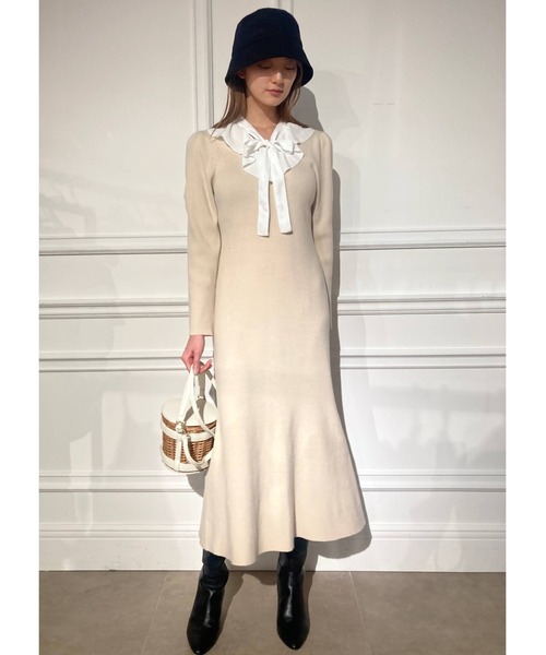 CELFORD（セルフォード）の「ボウタイフリルニットワンピース