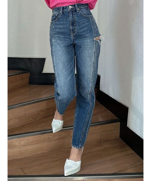 GYDA（ジェイダ）の「H/W サイドダメージSWITCHINGペグトップデニム