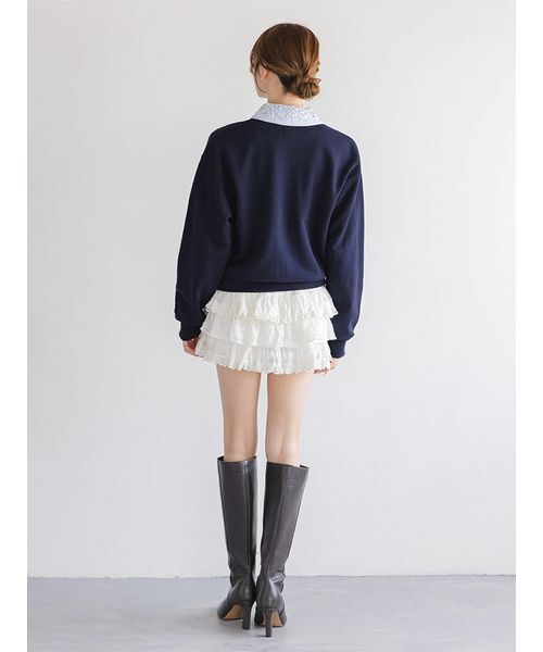 セール】【USAGI ONLINE/ZOZOTOWN限定】ビジュー衿スウェット