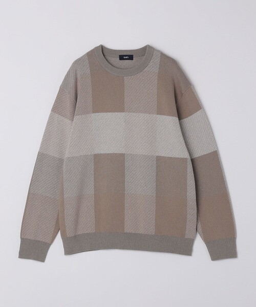 セール】SHIPS:〈手洗い可能〉コットン カシミヤ チェック クルー