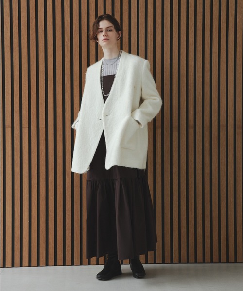 emmi（エミ）の「【emmi atelier】ノーカラーダブルジャケットコート