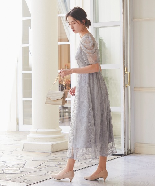 kana オケージョン結婚式パーティード レス Aラインワンピースレース