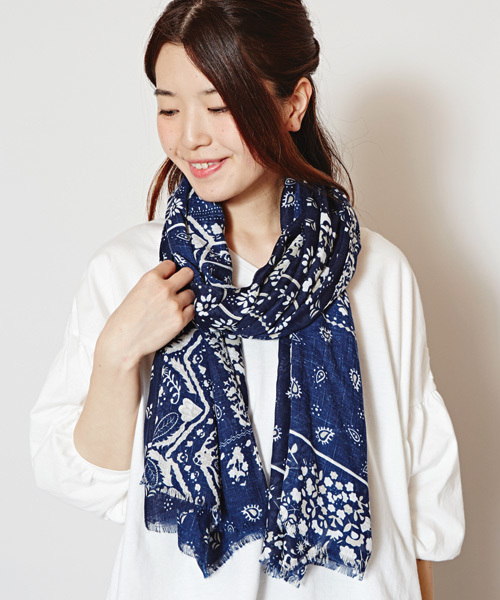 チャイハネ（チャイハネ）の「【チャイハネ】綿麻バンダナ柄ストール