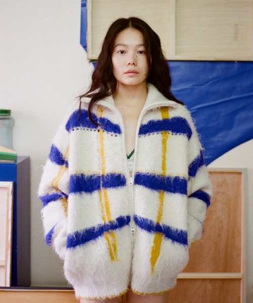 PAMM（パム）の「透明な空気のチェックジップニット（ニット/セーター