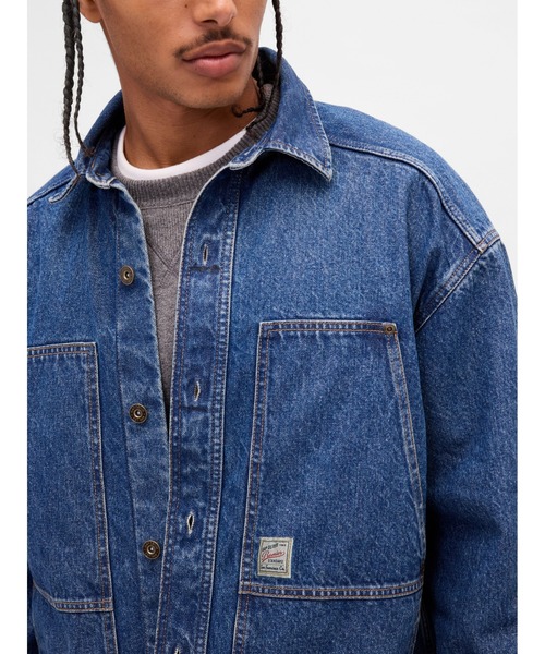 セール】デニム オーバーサイズ ユーティリティ シャケット