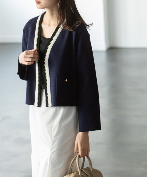 Noble（ノーブル）の「ライト配色トリミングミラノリブショート