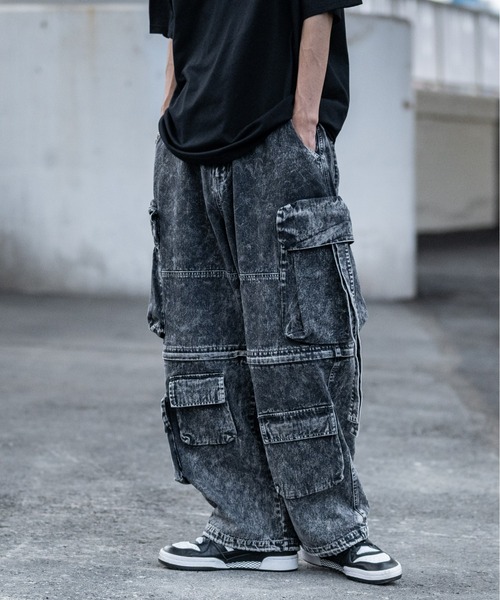 セール】【13】2WAY タクティカルワイドカーゴ デニムパンツ（デニム