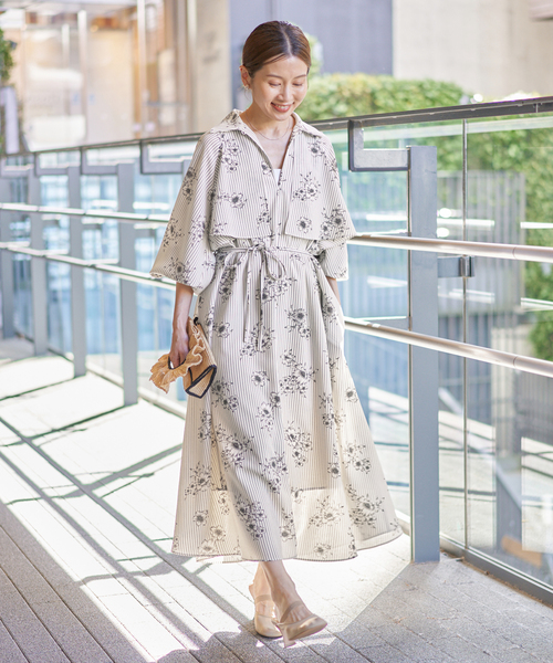 IENA（イエナ）の「《追加》ストライプフラワーサッシュワンピース