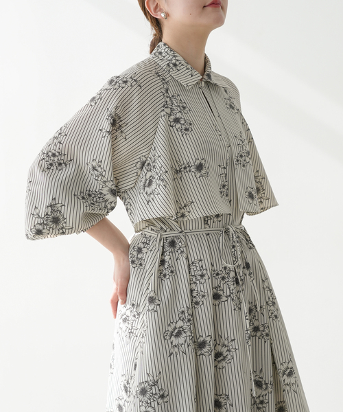 IENA（イエナ）の「《追加》ストライプフラワーサッシュワンピース